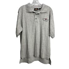 Harley Davidson Polo Shirt Men’s Medium Embroidered Logo Gray Collar Button Up picture