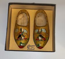 Vintage Wooden Dutch Souvenir Shoes Ringers Clogs Hand Painted Windmill Holland picture