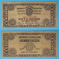1941 Philippines ~ Cebu 50 Centavos ~ WWII Emergency Issue ~ CEB-104 /045 picture