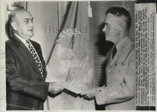 1950 Press Photo Louis Johnson and General Lawton Collins talk in Washington. picture