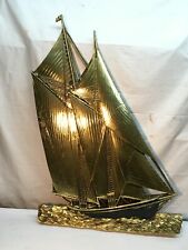 VTG Mid Century  1972 Dart  Sailing Ship Brass Tone 3D Wall Hanging Plaque  picture