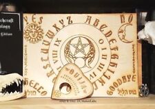Wooden Ouija Board & Planchette w/ Wiccan Symbols Engraved On Wood picture