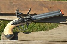 Italian Triple 3 Barrel Flintlock Pistol - Colonial Revolutionary Denix Replica picture