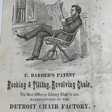 Detroit Michigan Letterhead 1876 Rocking Tilting Chair Mfr Ad Reverse Centennial picture
