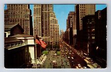New York City NY-New York, Looking Fifth Avenue Library Vintage c1953 Postcard picture