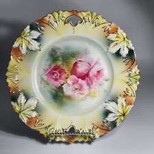 RS Prussia Plate Antique Beautiful Flower Detail Multicolor Gold Trim Porcelain picture