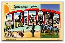 Large Letter Greetings From Arizona Linen Postcard W11 picture