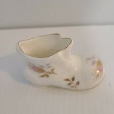 HEALACRAFT MINATURE FINE BONE CHINA FLORAL WHITE SHOE MADE IN ENGLAND picture