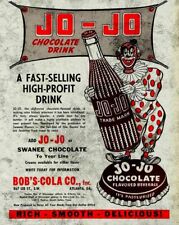JO JO CHOCOLATE DRINK BOBS COLA CLOWN HEAVY DUTY USA MADE METAL ADVERTISING SIGN picture