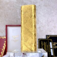 Vintage Cartier Lighter 18k Gold Finished Brushed Bark with Case & Card picture