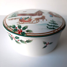 Mikasa Maxima Christmas Magic Holiday Porcelain Japan Round Trinket Box Dish V picture