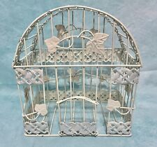 Vintage ,White ,metal Bird Cage With Leaf Designs picture