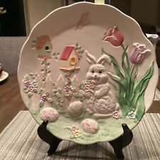 12” Diameter Ceramic Bunny Dish By CKA picture