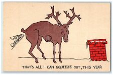 c1905 Christmas Deer Fart Humor That's I Can Squeeze Out This Year Postcard picture