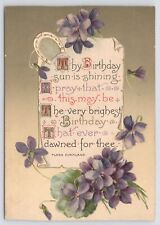 Birthday~Flora Kirkland Poem On Parchment~Horseshoe~Violets~Emb~Vintage Postcard picture