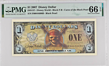 2007 Disney Dollar $1 Block F-B Curse of the Black Pearl Disney World PMG 66 EPQ picture