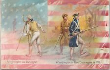 Lithograph Patriotic George Washington Surveyor Fort Duquesne Tuck early 1900s picture