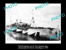 OLD LARGE HISTORIC PHOTO OF US NAVY WWI USS POCAHONTAS IN CAMOUFLAGE c1918 picture