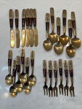 VTG Nickel-Bronze Flatware Set of 24 Pieces 6 Complete Settings Thailand picture