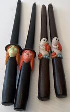 VINTAGE HALLOWEEN NOVELTY TAPER CANDLES GHOST WITCH Set Of 2 Pairs picture