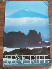 Vintage 1980's Tenerife Gloss POSTER Mount Teide Holiday Sea Stacks Travel Agent picture