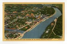 Postcard Aerial View of Kanawha River and Charleston West Virginia Kanawha Blvd picture