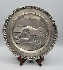 Vintage 95% Pewter FRIELING ZINN Pewter Wall Plate Water Mill, Made in Germany picture