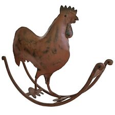Vtg Red Rocking Kitchen Rooster Chicken Figurine Farmhouse Metal Decor picture