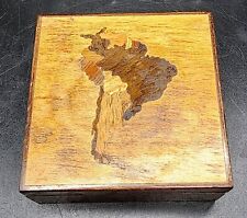 Vintage Wood Box Inlay Marquetry South America Trinket Jewelry Box picture