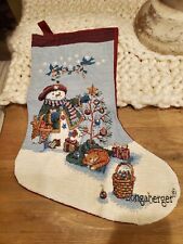 Longaberger LEADER EXCLUSIVE LG CHRISTMAS STOCKING Snowman Cat Birds  NEW picture