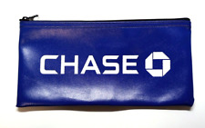Vintage Chase Bank Deposit Merchant Money Checks Blue Vinyl Zipper Bag Pouch picture