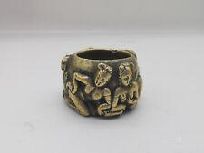 Pure Brass Archaize Fortune Naked Statue Big Ring Collection Miniature Ornament picture