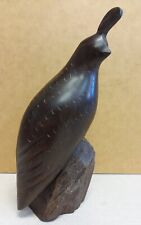 Unique Vintage heavy Wood hand carved QUAIL BIRD carving picture