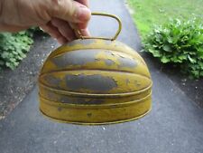Antique Tin Pudding Mold in old mustard yellow paint as found Maine estate picture