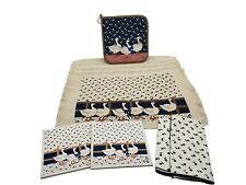 Geese Vintage Motiff 1970's 4 Placemats, 2 Trivets, 2 Cloth Napkins and Pot Hold picture