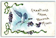 c1920's Greetings From Winona Birds & Flowers Minnesota Correspondence Postcard picture