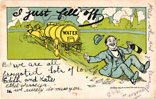 I Just Fell Off The Wagon Antique Comic Card Humor Postcard Posted 1907 picture