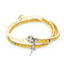 Ladder Design Yellow Wooden Beads Wrap Around Rosary Bracelet picture