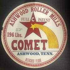 Scarce Ashwood Roller Mills Comet Flour Paper Barrel Label TENN. 16