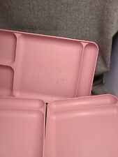 4 Vintage Tupperware Divided Plates Dusty Pink / Mauve Lunch Trays 1535 picture