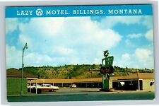 Billings MT, Lazy K-T Motel, Classic Cars, Street View, Montana Vintage Postcard picture