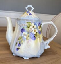 Teapot - Hand Painted Artist Signed - Blackberries w/ Flowers - Vintage picture