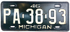 Michigan 1946 Old Auto License Plate PA-38-93 Man Cave Wall Decor Collectors picture
