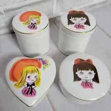 Vintage 70s Glass Kitschy Girl Trinket Dish - Set of 4 picture