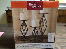 Better Homes &Gardens 3 Pc Metal Pillar Pedestal Candle Holder Set NEW in BOX picture
