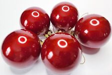 5 CHERRY RED BALL Christmas Ornaments 2.75 Inch Diameter Non-Breakable picture