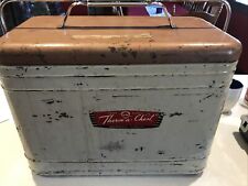 antique THERM A CHEST  metal ice chest with bottle opener picture