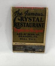 Reading, PA The Famous Crystal Restaurant Diamond Quality Matchbook Cover picture