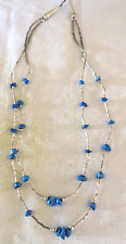 BEAUTIFUL 'VINTAGE SANTO DOMINGO' TURQ. NECKLACE W/SILVER TWISTED/FLUTED TUBES picture