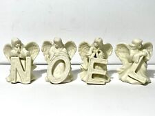 4 Ceramic Angels Holding Letters To Spell Noel Christmas Holiday Decor 4